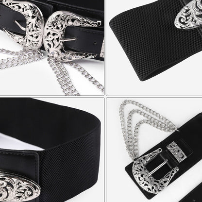 Waist Seal Hollow Double Buckle Chain