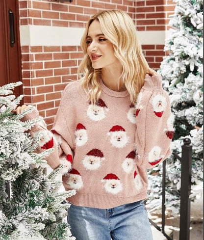 Fuzzy Christmas Santa Crew Neck Sweater