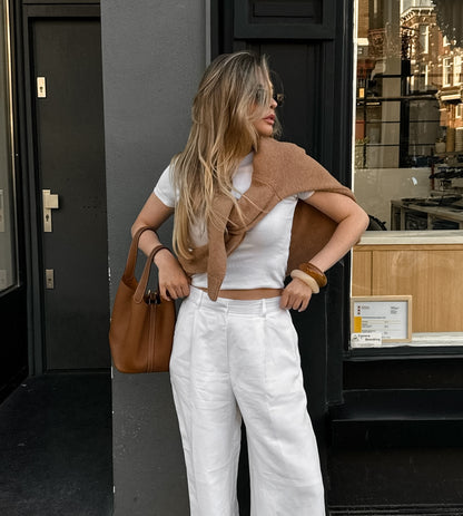 Cotton And Linen Casual High-Waisted Wide-Leg Pants