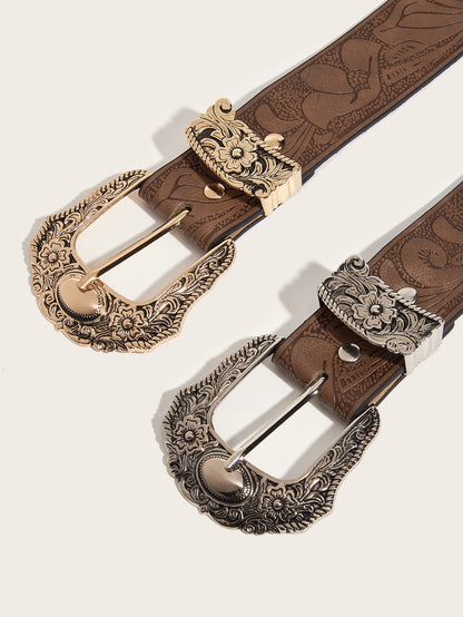 Cowboy Vintage Carved Leather Belt