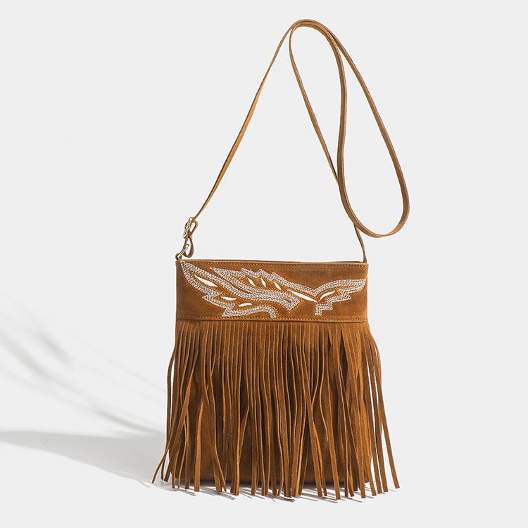 Western Cowboy Brown Fringe Crossbody Bag