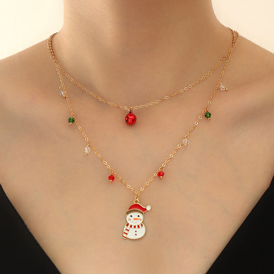 Christmas Double Layer Snowman Necklace