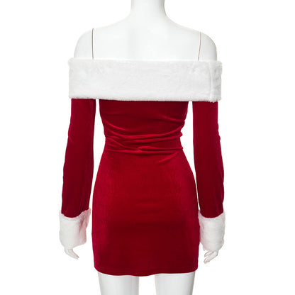 Off-The-Shoulder Christmas Mini Dress