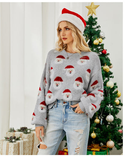 Fuzzy Christmas Santa Crew Neck Sweater