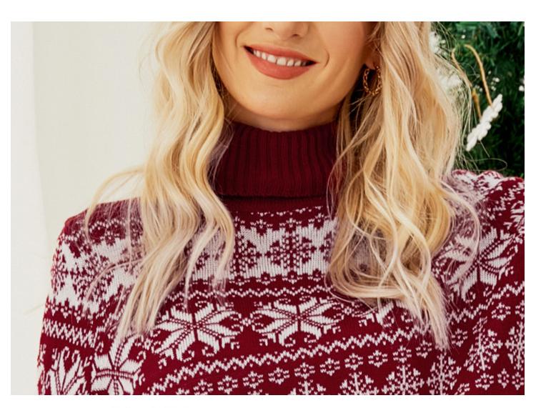 Christmas Snowflake Turtleneck Sweater