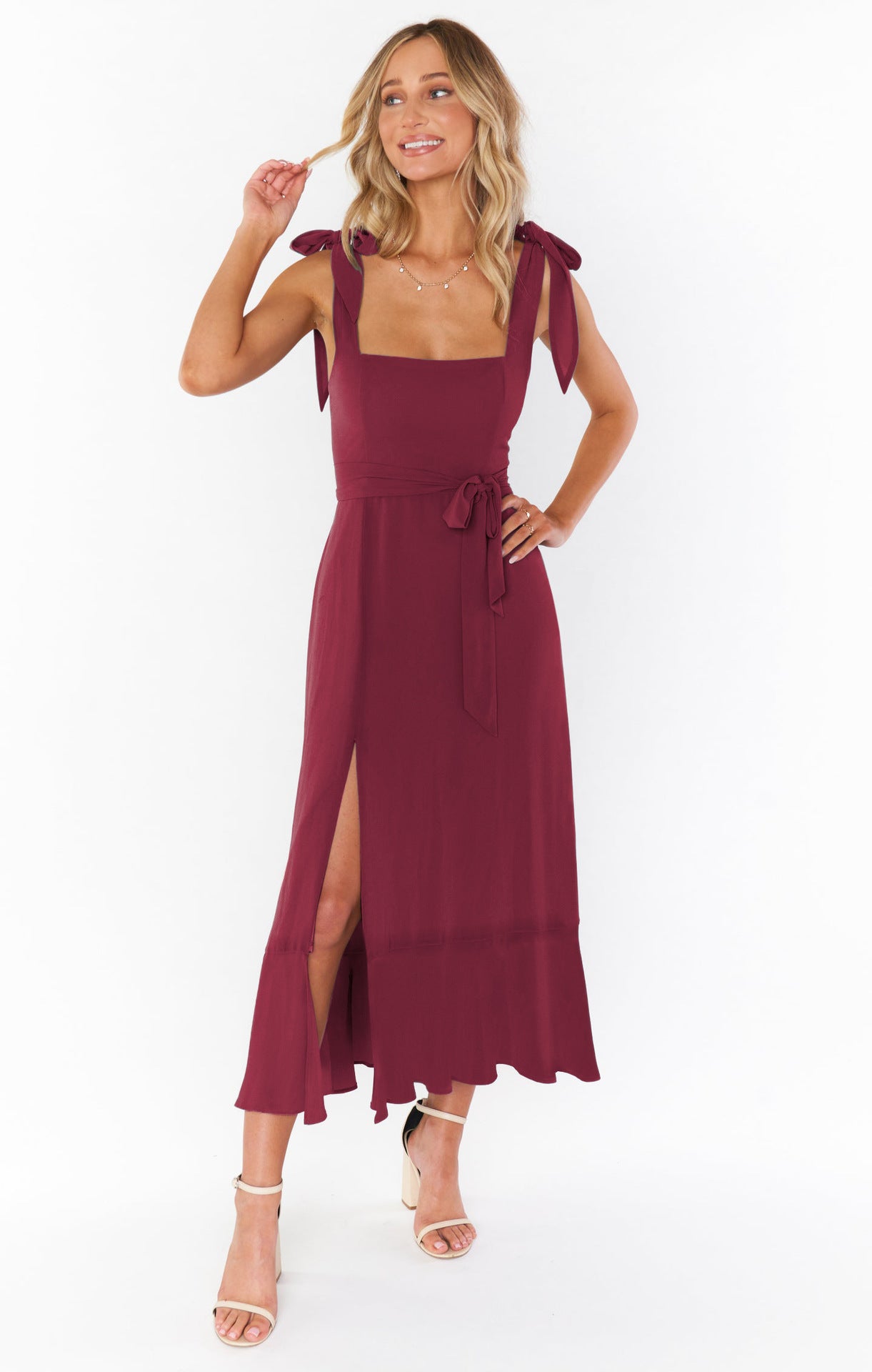 French Temperament High-Grade Split Midi Dress