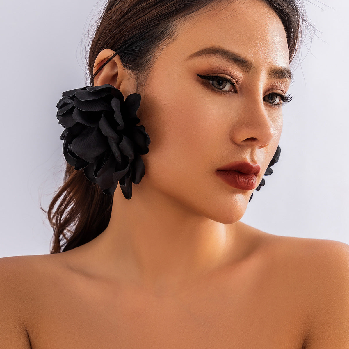 Oversized Fabric Flower Earrings