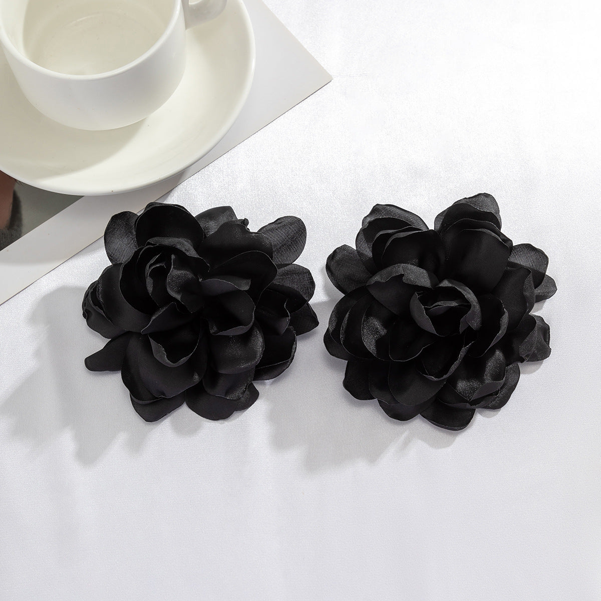 Oversized Fabric Flower Earrings