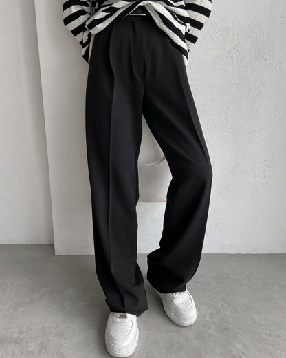 High-Waisted Straight-Leg Wide-Leg Suit Pant