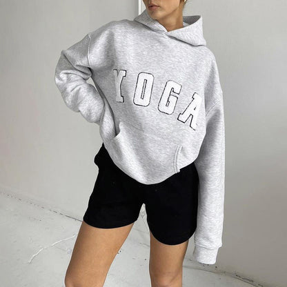 Yoga Letter Loose Casual Hoodie