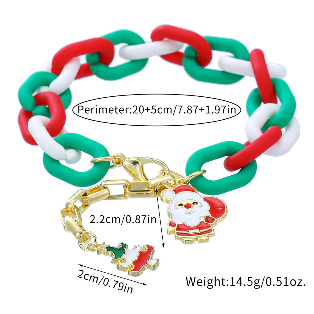 Colorful Chain Santa Pendant Bracelet