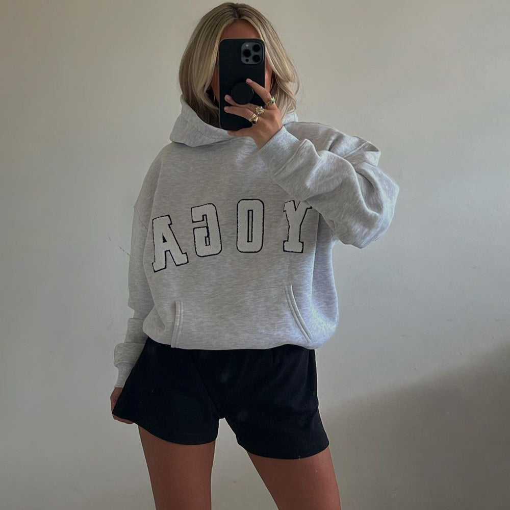 Yoga Letter Loose Casual Hoodie