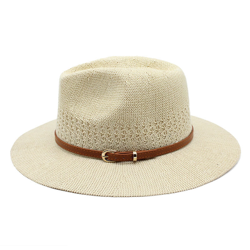 Wide Brim Leather Band Straw Hat