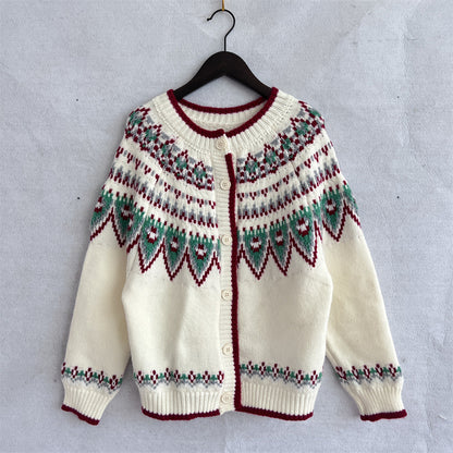 Ethnic Style Geometric Pattern Knitted Cardigan