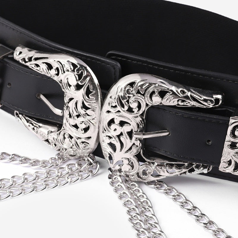 Waist Seal Hollow Double Buckle Chain