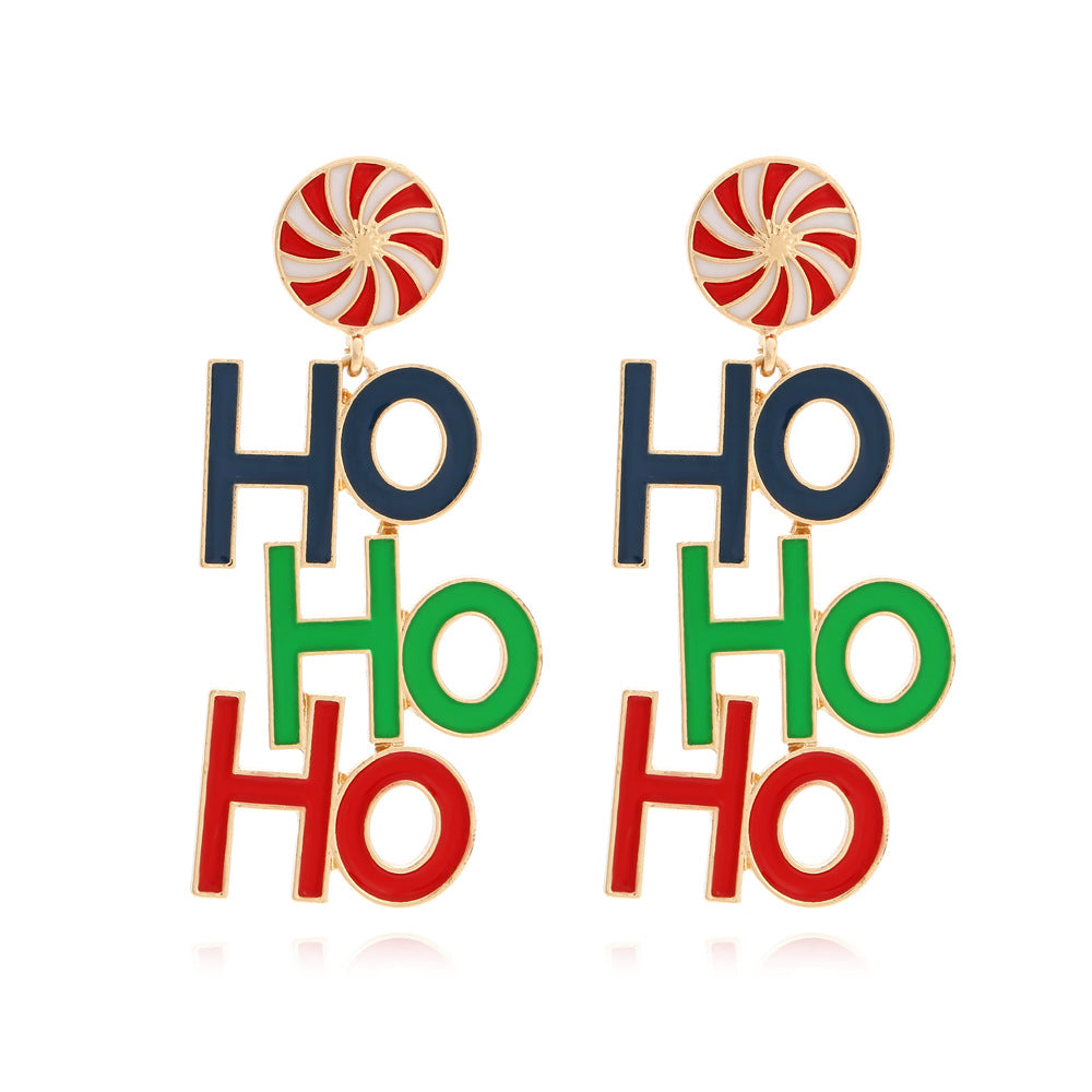 Candy "HOHOHO" Letter Creative Christmas Earrings