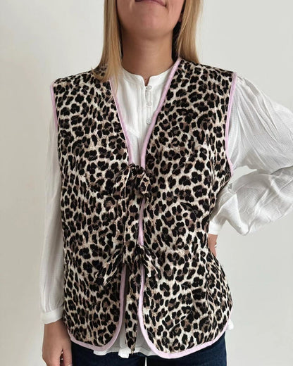 Leopard Print And Bow Waistcoat