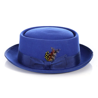 Royal Blue Wool Felt Pork Pie Hat