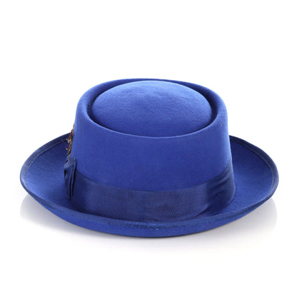 Royal Blue Wool Felt Pork Pie Hat