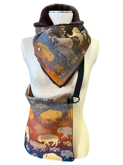 Neck Wrap In Buffalo Dark with Free Matching Satchel