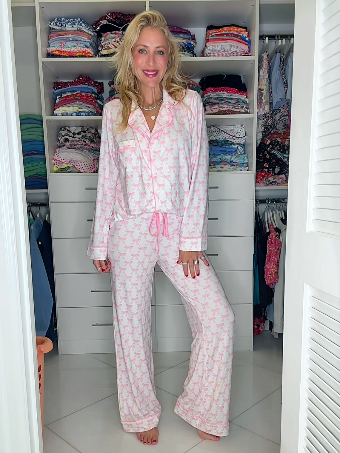 Pink heart-Shaped And Bow Pajama Set