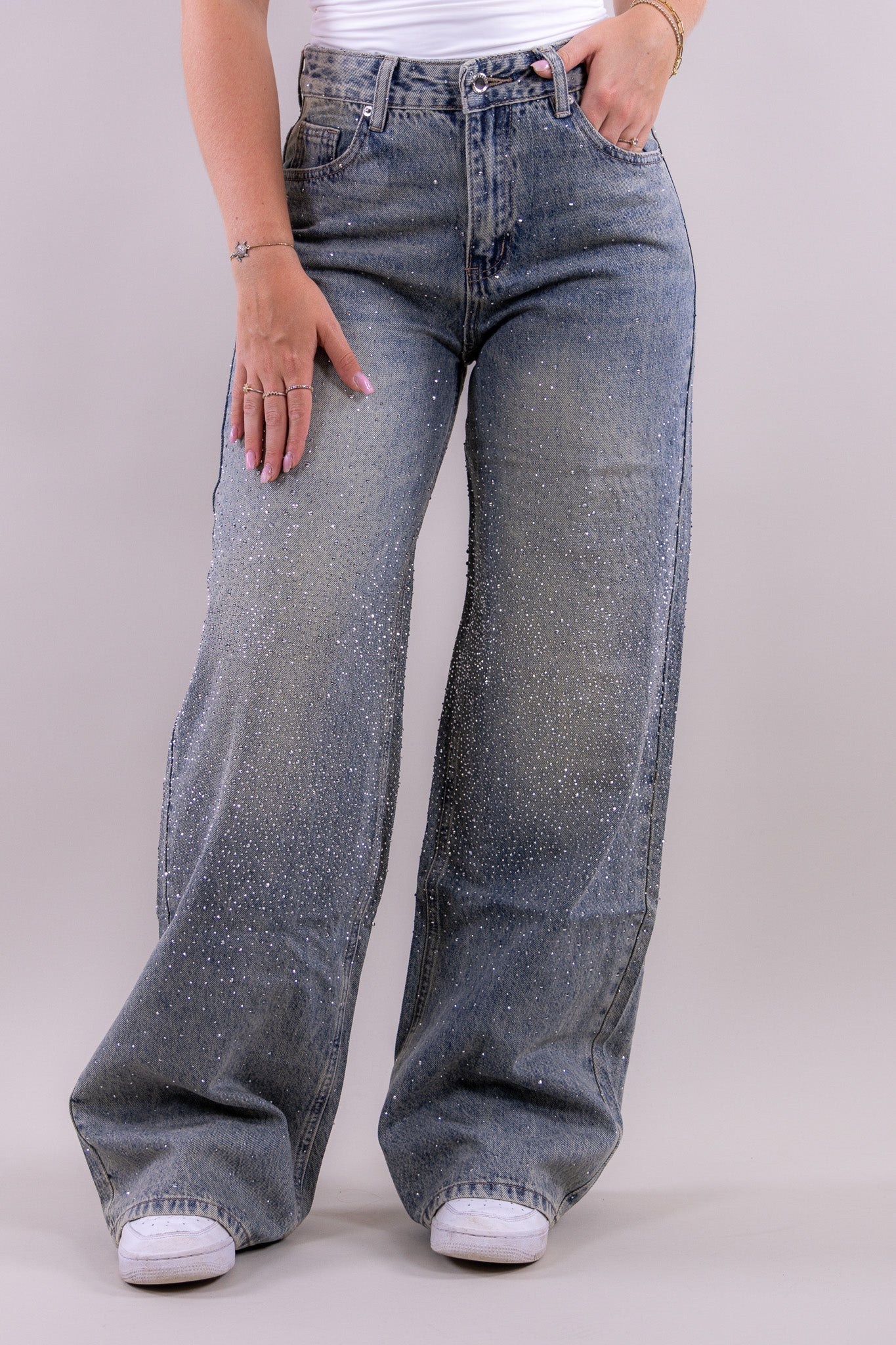 RILEY GLITTER WIDE LEG JEANS