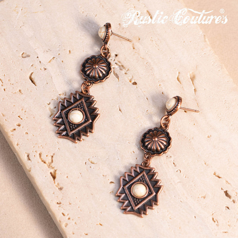 Rustic Couture's® Vintage Floral Oval Dangling Earring