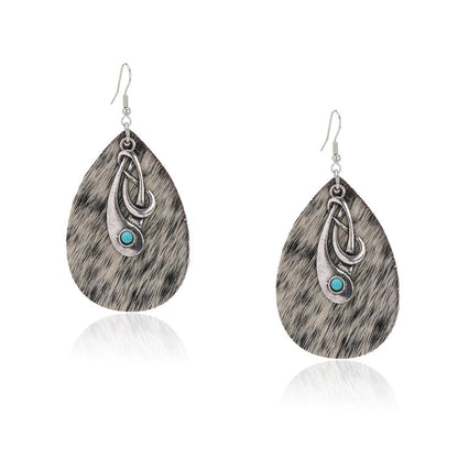 Rustic Couture's® Cowhide Leather Tear Drop Dangling Earring