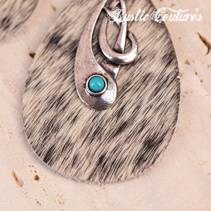 Rustic Couture's® Cowhide Leather Tear Drop Dangling Earring