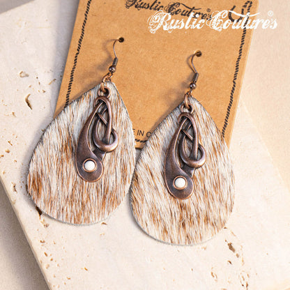 Rustic Couture's® Cowhide Leather Tear Drop Dangling Earring