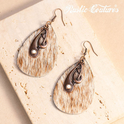 Rustic Couture's® Cowhide Leather Tear Drop Dangling Earring