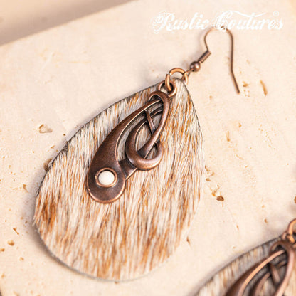 Rustic Couture's® Cowhide Leather Tear Drop Dangling Earring