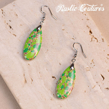 Rustic Couture's®  Natural Stone Water Drop Dangle Earrings