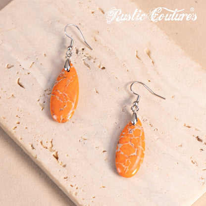 Rustic Couture's®  Natural Stone Water Drop Dangle Earrings