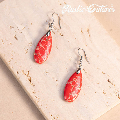 Rustic Couture's®  Natural Stone Water Drop Dangle Earrings