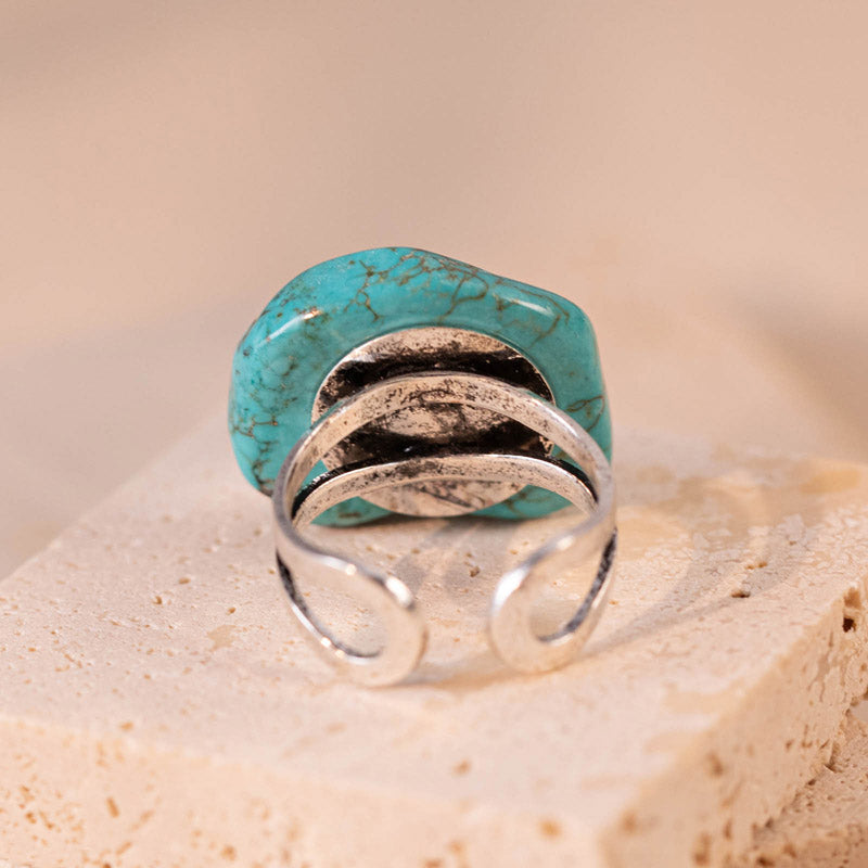 Rustic Couture's® Natural Turquoise Open Adjustable Ring