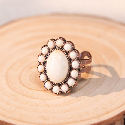 Rustic Couture's® Flower Oval Open Adjustable Ring