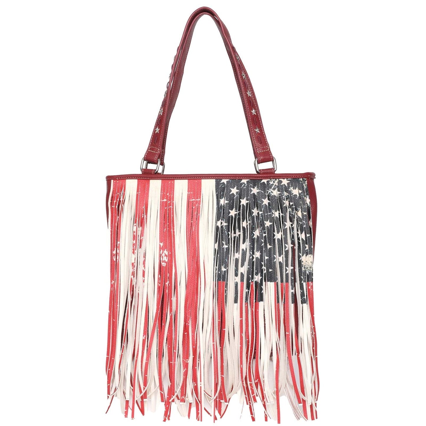 On Sale Montana West Fringe American Flag Canvas Tote Bag