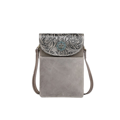 Montana West Floral Tooled Genuine Leather Belt Loop Phone Holster Pouch/Multi-function Crossbody