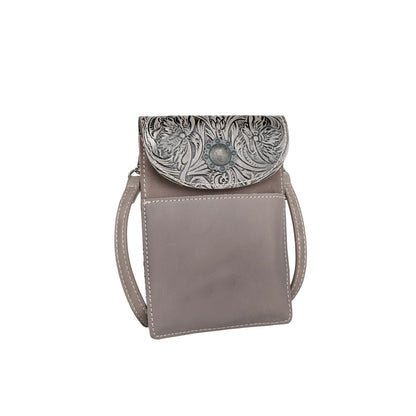 Montana West Floral Tooled Genuine Leather Belt Loop Phone Holster Pouch/Multi-function Crossbody