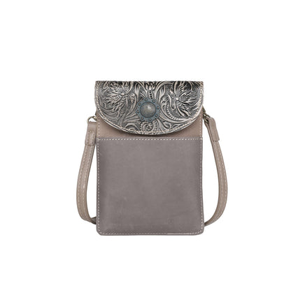 Montana West Floral Tooled Genuine Leather Belt Loop Phone Holster Pouch/Multi-function Crossbody