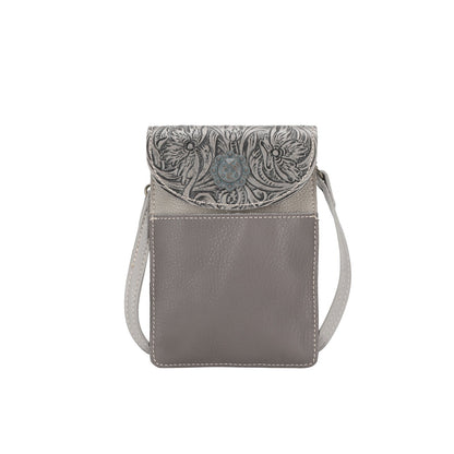 Montana West Floral Tooled Genuine Leather Belt Loop Phone Holster Pouch/Multi-function Crossbody