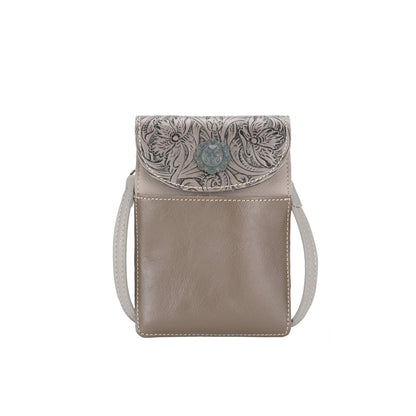 Montana West Floral Tooled Genuine Leather Belt Loop Phone Holster Pouch/Multi-function Crossbody