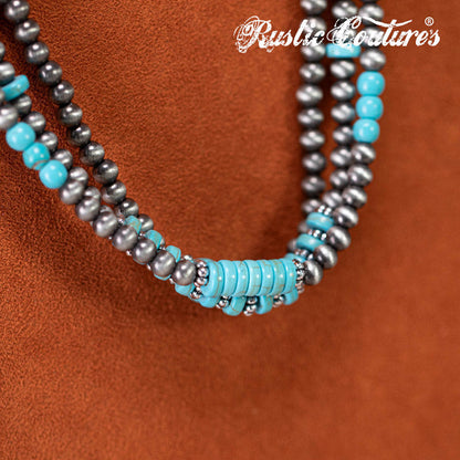 Rustic Couture's® Turquoise Beaded Necklace Earrings Set