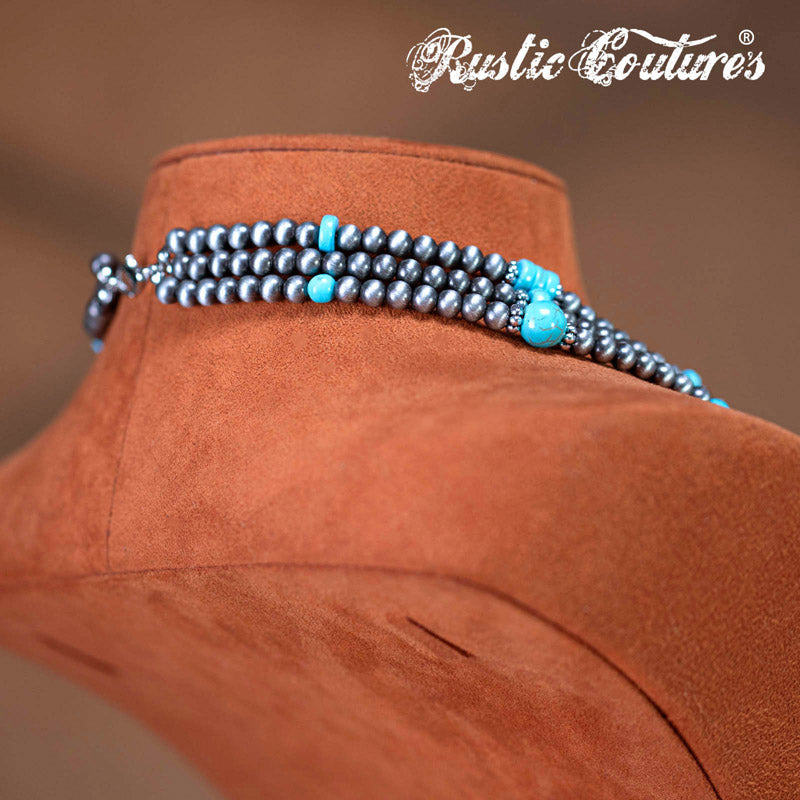 Rustic Couture's® Turquoise Beaded Necklace Earrings Set