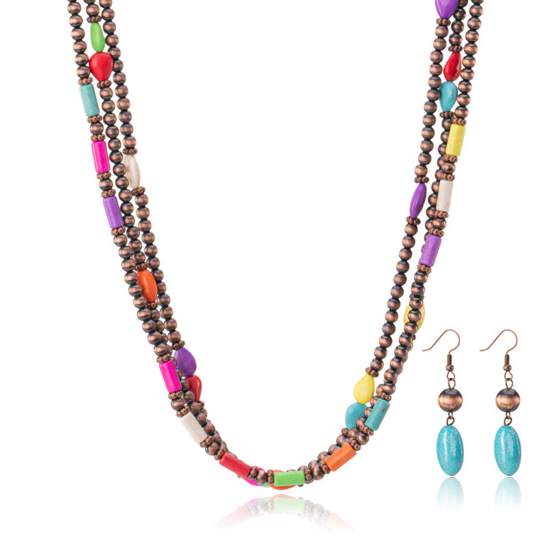 Rustic Couture's® Turquoise Beaded Necklace Earrings Set