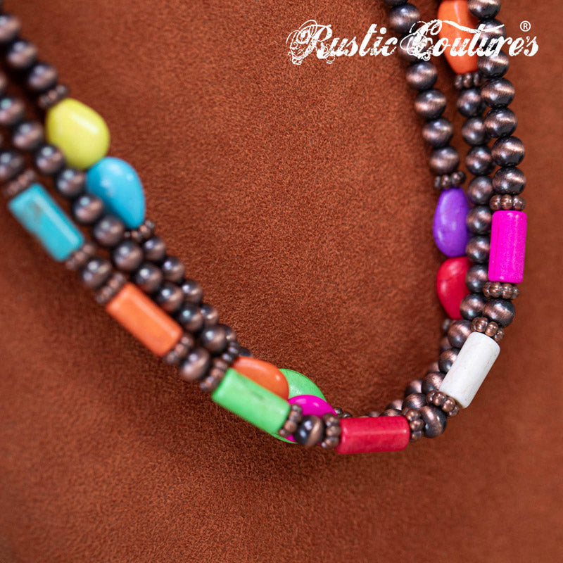 Rustic Couture's® Turquoise Beaded Necklace Earrings Set