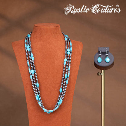 Rustic Couture's® Turquoise Beaded Necklace Earrings Set