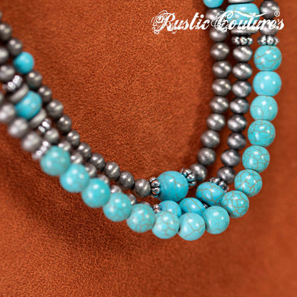 Rustic Couture's® Turquoise Bohemian Necklace Earrings Set