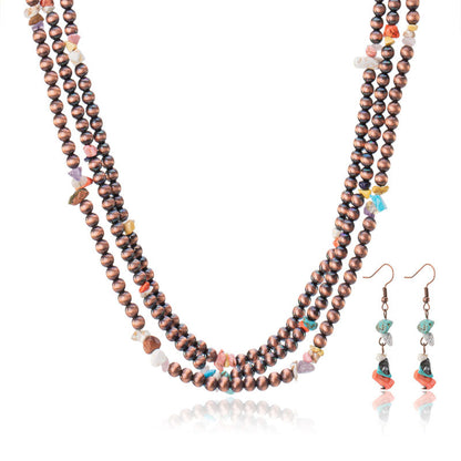 Rustic Couture's®  Beaded Layered Necklace Earrings Set